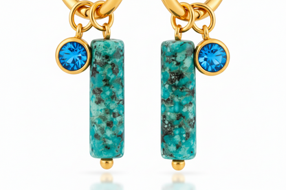 Turquoise Jasper Crystal Hoop Earrings