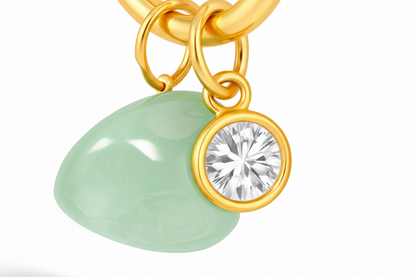 Gold Natural Jade Crystal Huggie Earrings