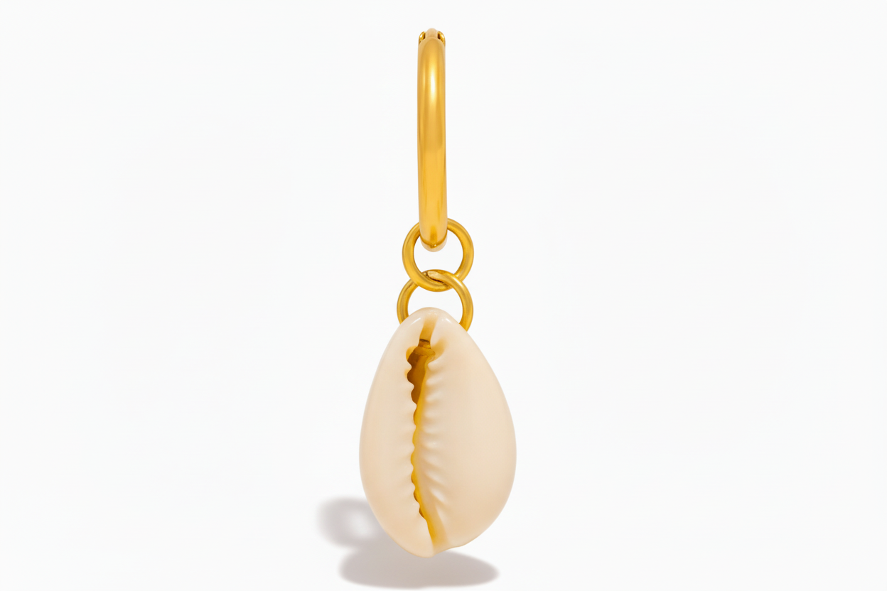 Shell Drop Huggie Earrings