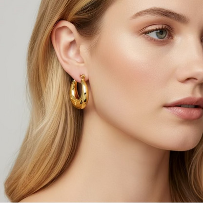 Celestial Gold Crescent Hoop Earrings
