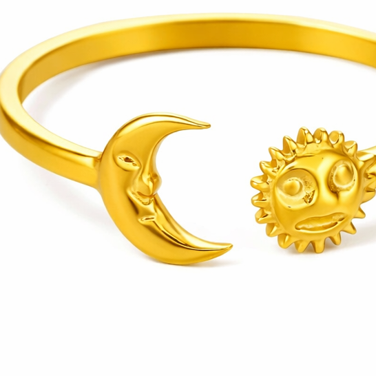 Gold Sun & Moon Ring