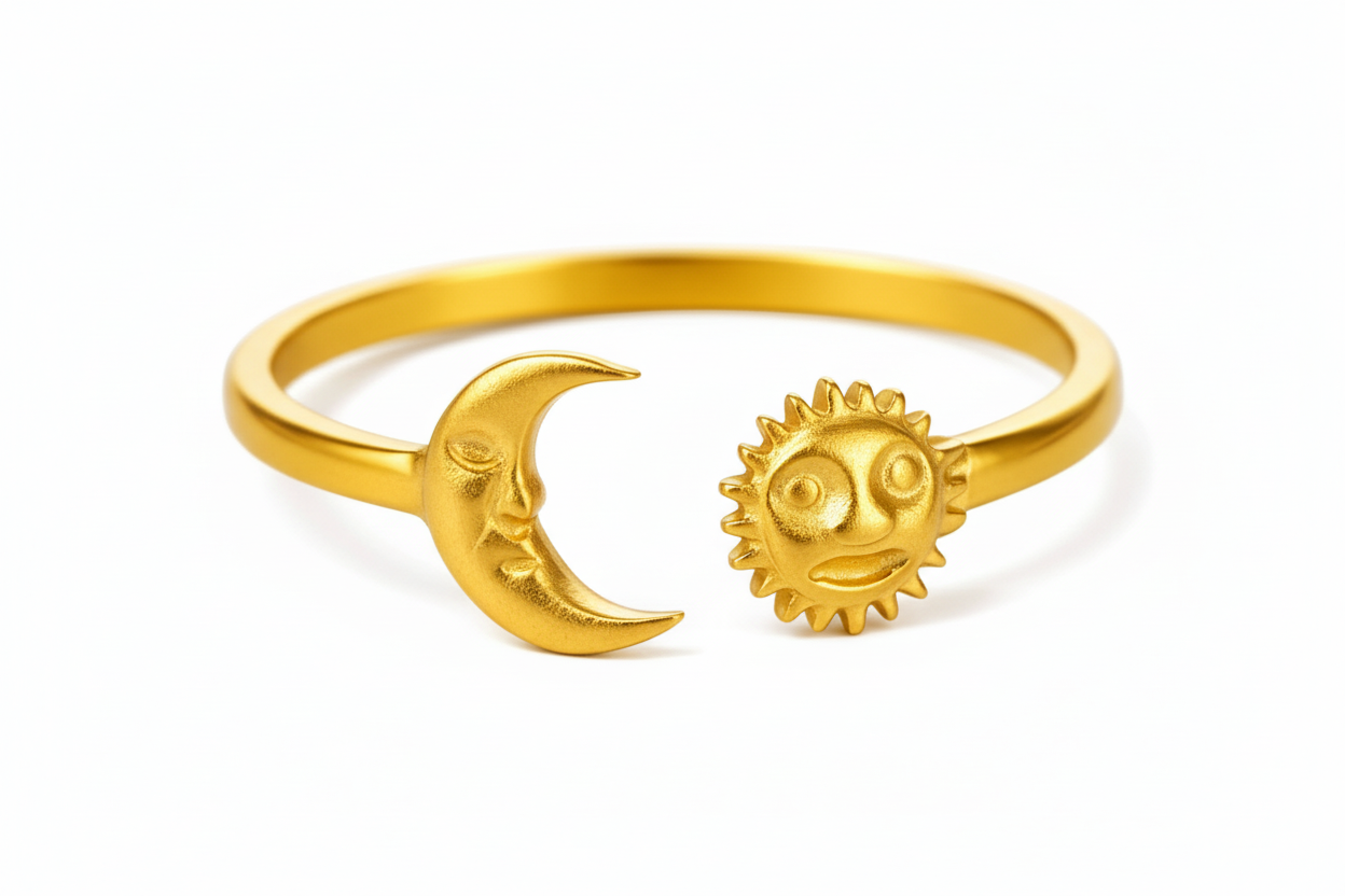 Gold Sun & Moon Ring