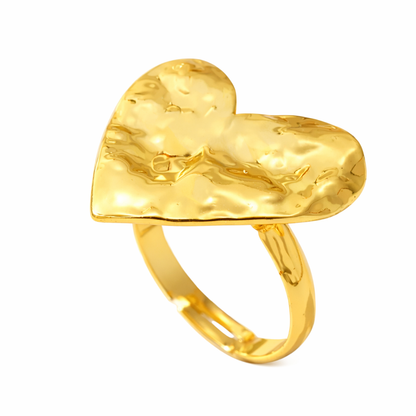 Textured Heart Gold Ring