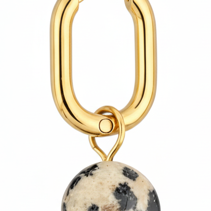 Gold Dalmatian Jasper Hoop Earrings