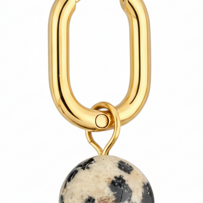 Gold Dalmatian Jasper Hoop Earrings
