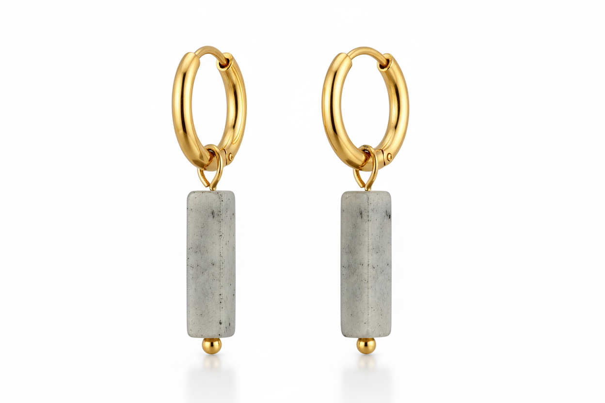 Labradorite Bar Drop Earrings