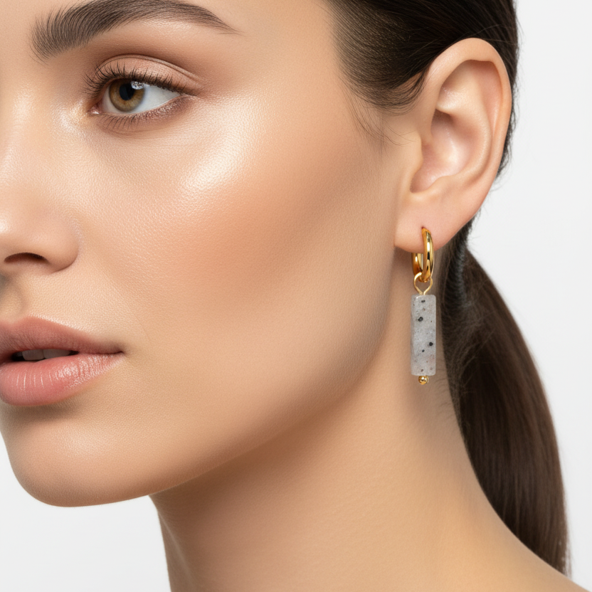 Labradorite Bar Drop Earrings