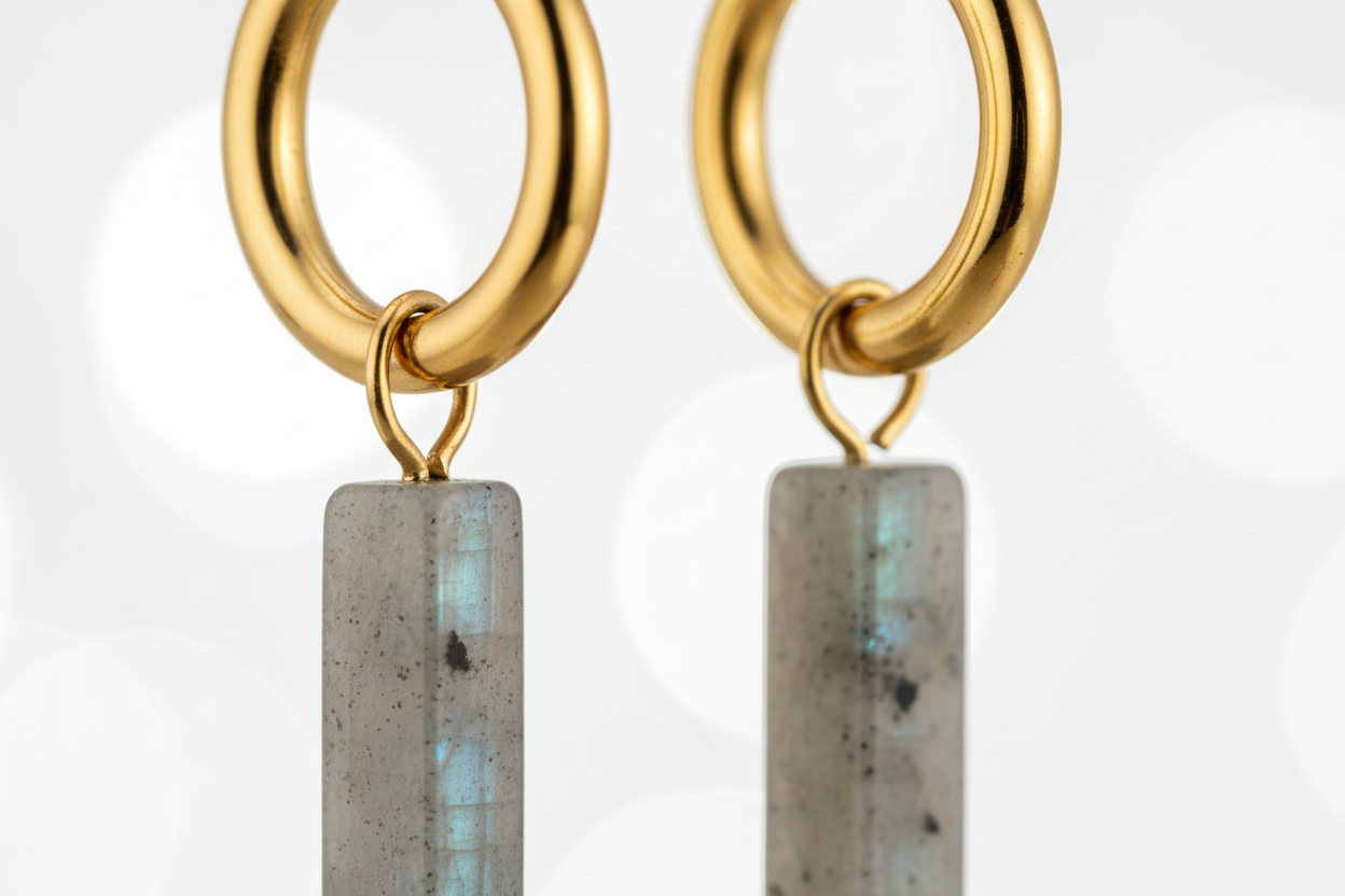 Labradorite Bar Drop Earrings