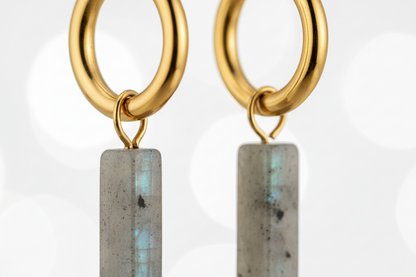 Labradorite Bar Drop Earrings