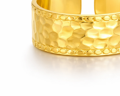 Gold Wide Band Hammered Ring