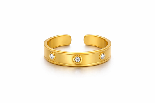 Gold Crystal Open Ring