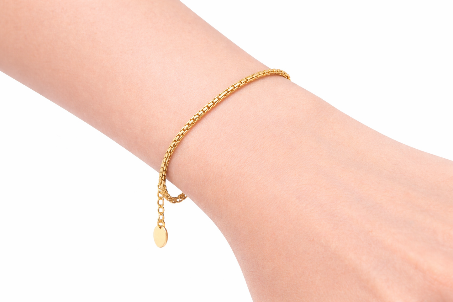 Gold Box Chain Bracelet