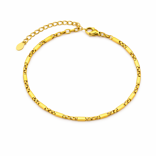 Gold Rectangular Box Chain Bracelet