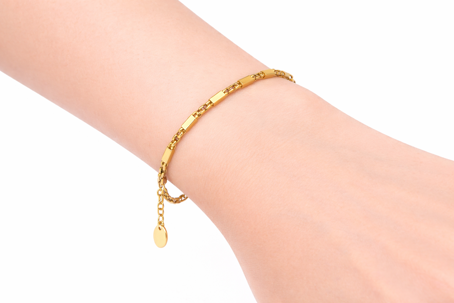 Gold Rectangular Box Chain Bracelet
