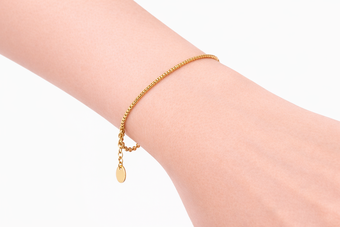 Gold Box Chain Bracelet