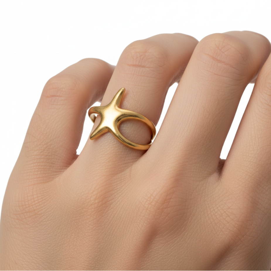 Gold Starfish Open Ring