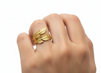 Gold French Leaf Ring
