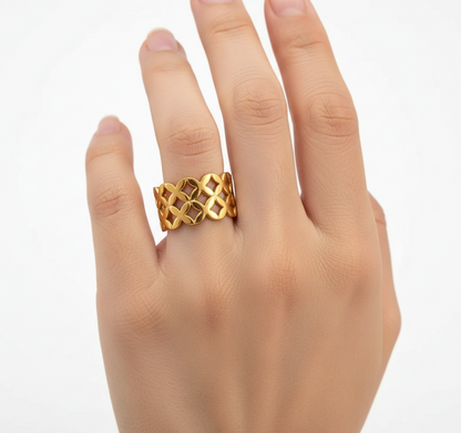Gold Retro Cutout Ring
