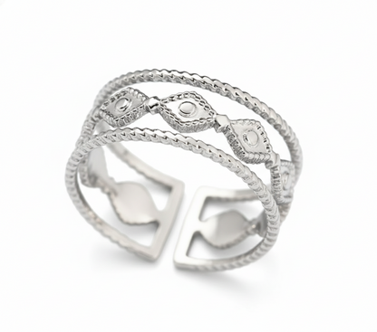 Silver Evil Eye Band Ring