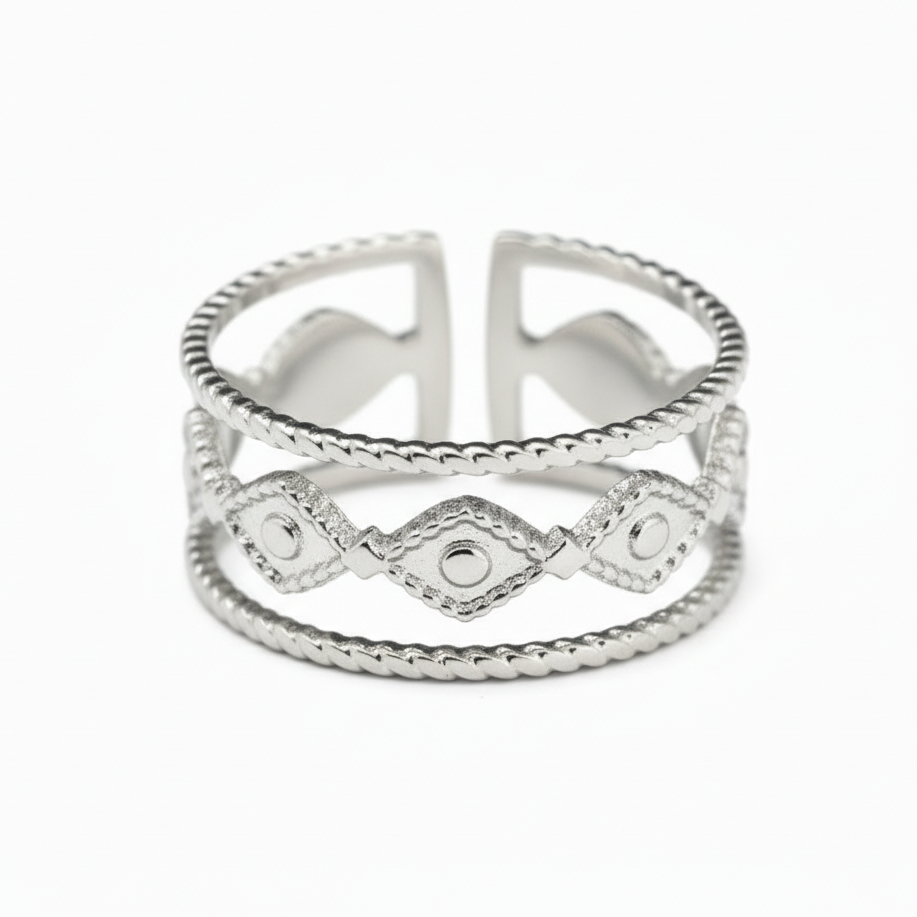 Silver Evil Eye Band Ring
