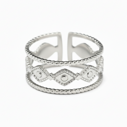 Silver Evil Eye Band Ring