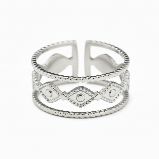 Silver Evil Eye Band Ring