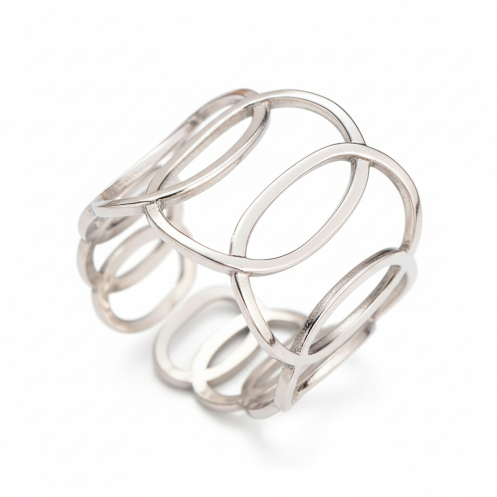Silver Open Oval Cutout Ring