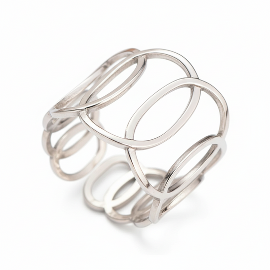 Silver Open Oval Cutout Ring