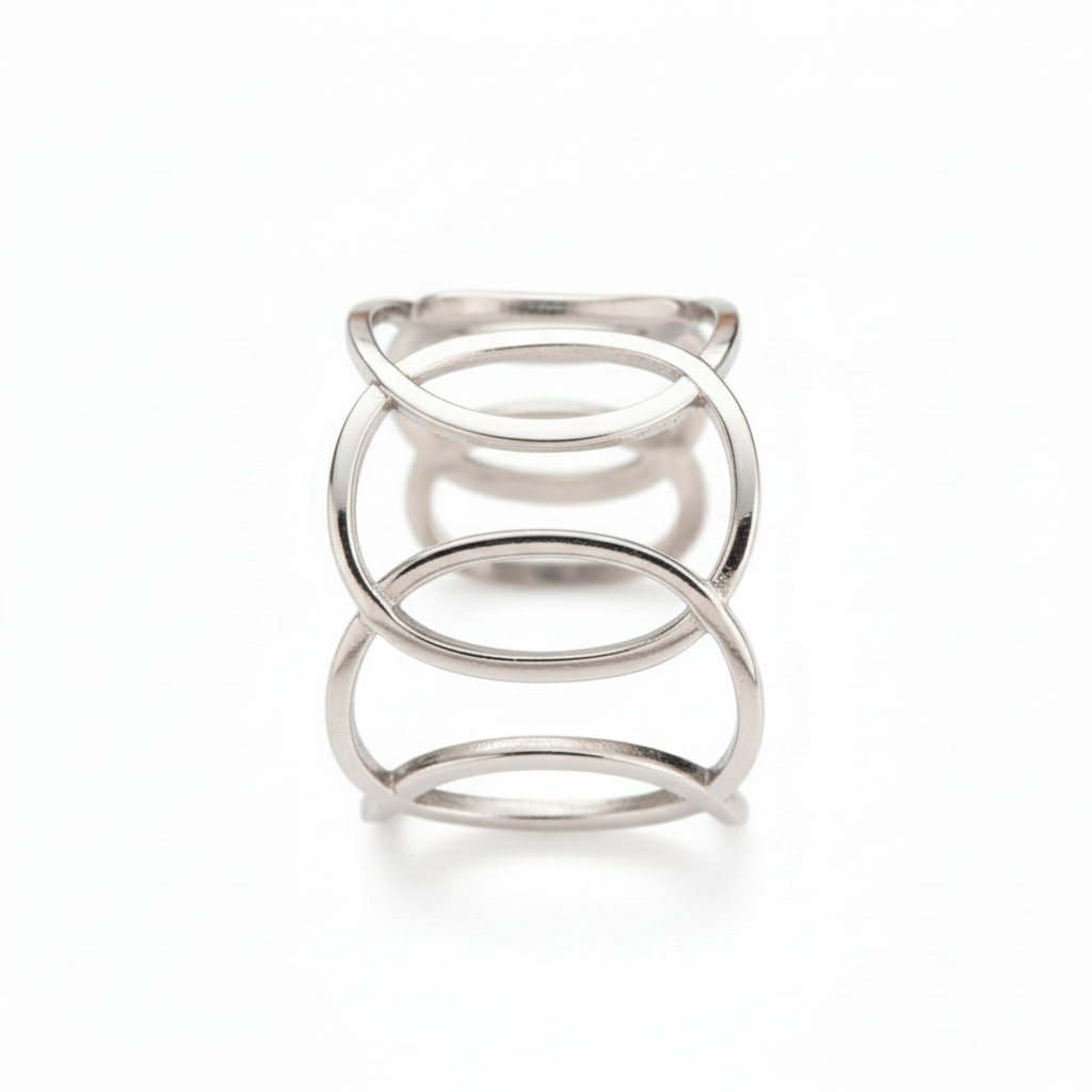 Silver Open Oval Cutout Ring