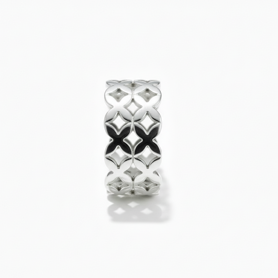 Silver Geometric Cutout Ring