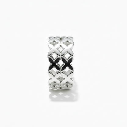 Silver Geometric Cutout Ring