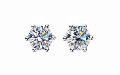 Moissanite Solitaire Stud Earrings
