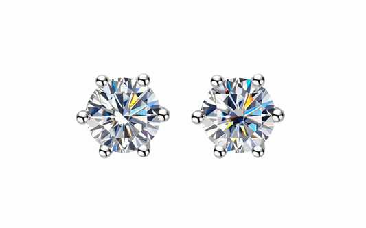 Moissanite Solitaire Stud Earrings