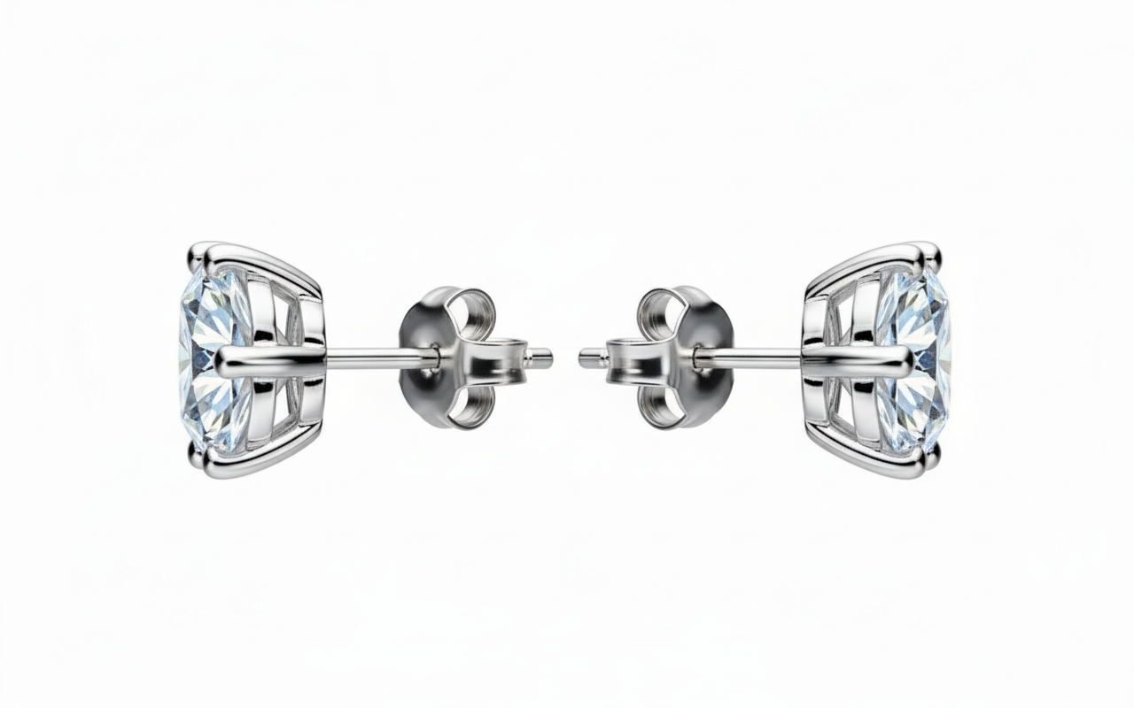 Moissanite Solitaire Stud Earrings