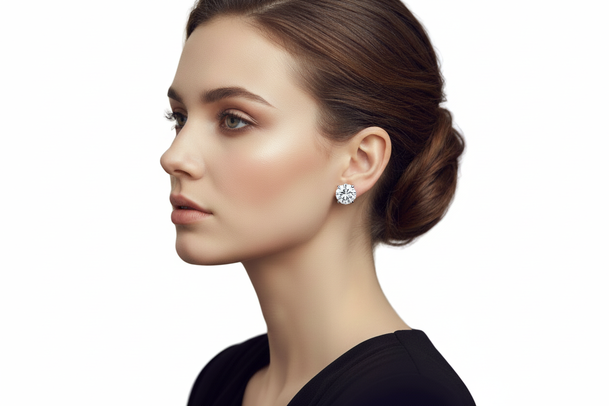 Moissanite Solitaire Stud Earrings