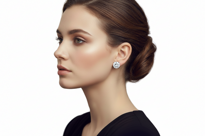 Moissanite Solitaire Stud Earrings