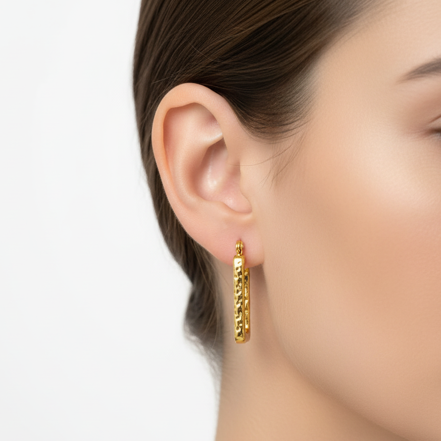 Gold Square Hoop Earrings