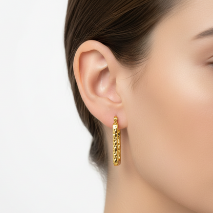 Gold Square Hoop Earrings