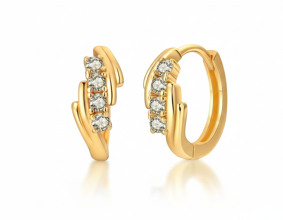 Gold Hoop Earrings Zircon