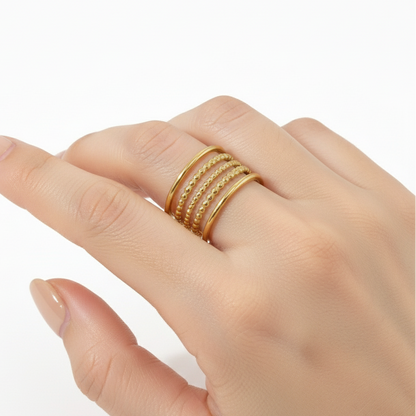 Multi-Row Gold Statement Ring